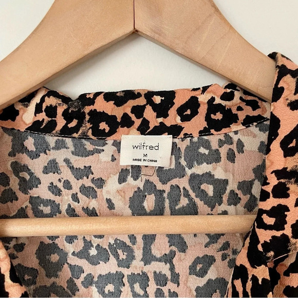 Aritzia Wilfred Emmeline Blouse Leopard  Print Button Up - Picture 6 of 9